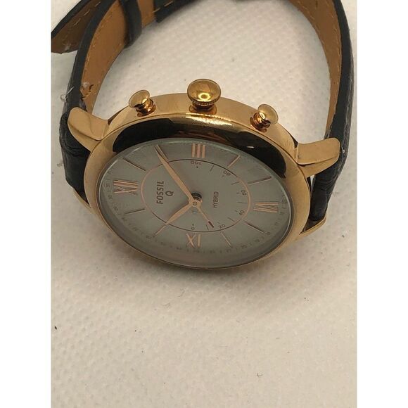 Fossil Q FTW5018 Women's Black Leather Analog Dial Wrist Hybrid Smart Watch HK45 - Picture 6 of 9